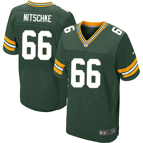 Men's Elite Ray Nitschke Nike Jersey Green Home - #66 NFL Green Bay Packers